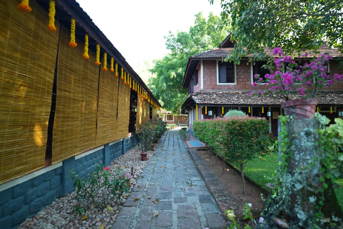 Path through the herbal garden at Athreya Ayurvedic Centre