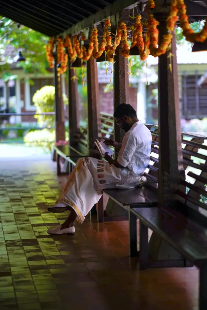 Guests resting on the verandah during Panchakarma at Athreya